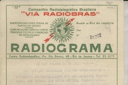 [Telegrama 1945], Milano, [Italie] [a] Gabriella [i.e. Gabriela] Mistral, Rio de Janeiro, [Brasil]