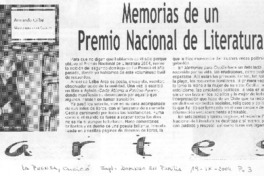 Memorias de un Premio Nacional de Literatura