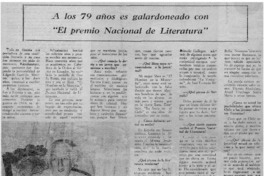 A los 79 años es galardoneado con "El Premio Nacional de Literatura" [entrevista]