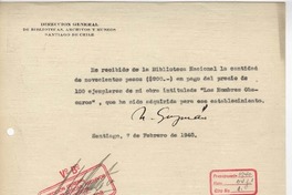 [Recibo] 1940 feb. 7, Santiago, Chile [a] Biblioteca Nacional de Chile
