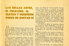 Las bellas artes, el folklore, el teatro y nuestros vinos en UNCTAD III  [artículo].