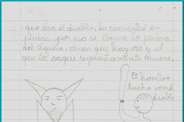 Ilustración de Cristian Andrés Valenzuela Mejías (12 años, Séptimo básico B), en: La niña que estaba muerta y vivió por una noche leyenda de Catemu [manuscrito] : María Eugenia Farias Vargas.