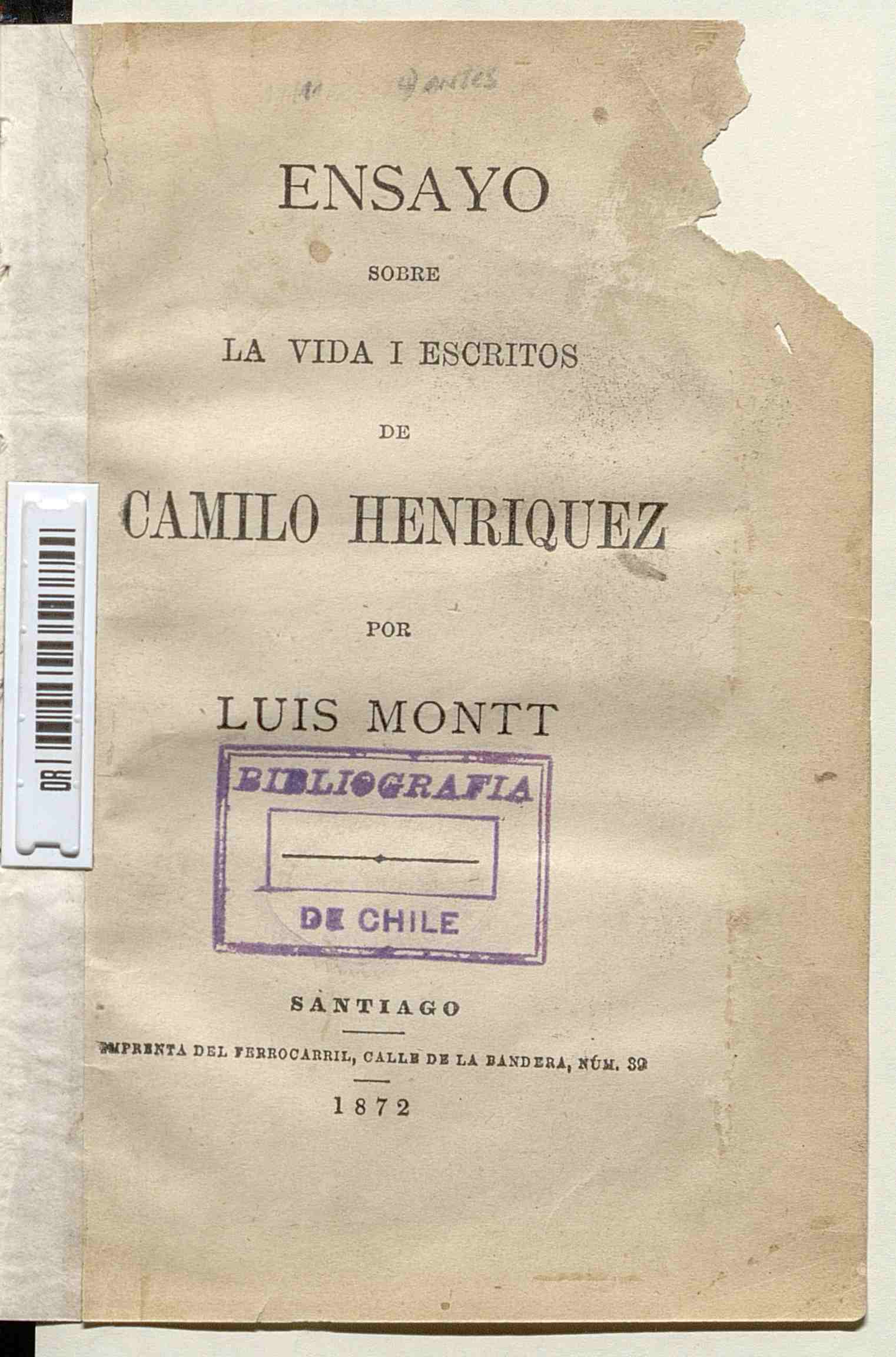 Ensayo sobre la vida y escritos de Camilo Henríquez