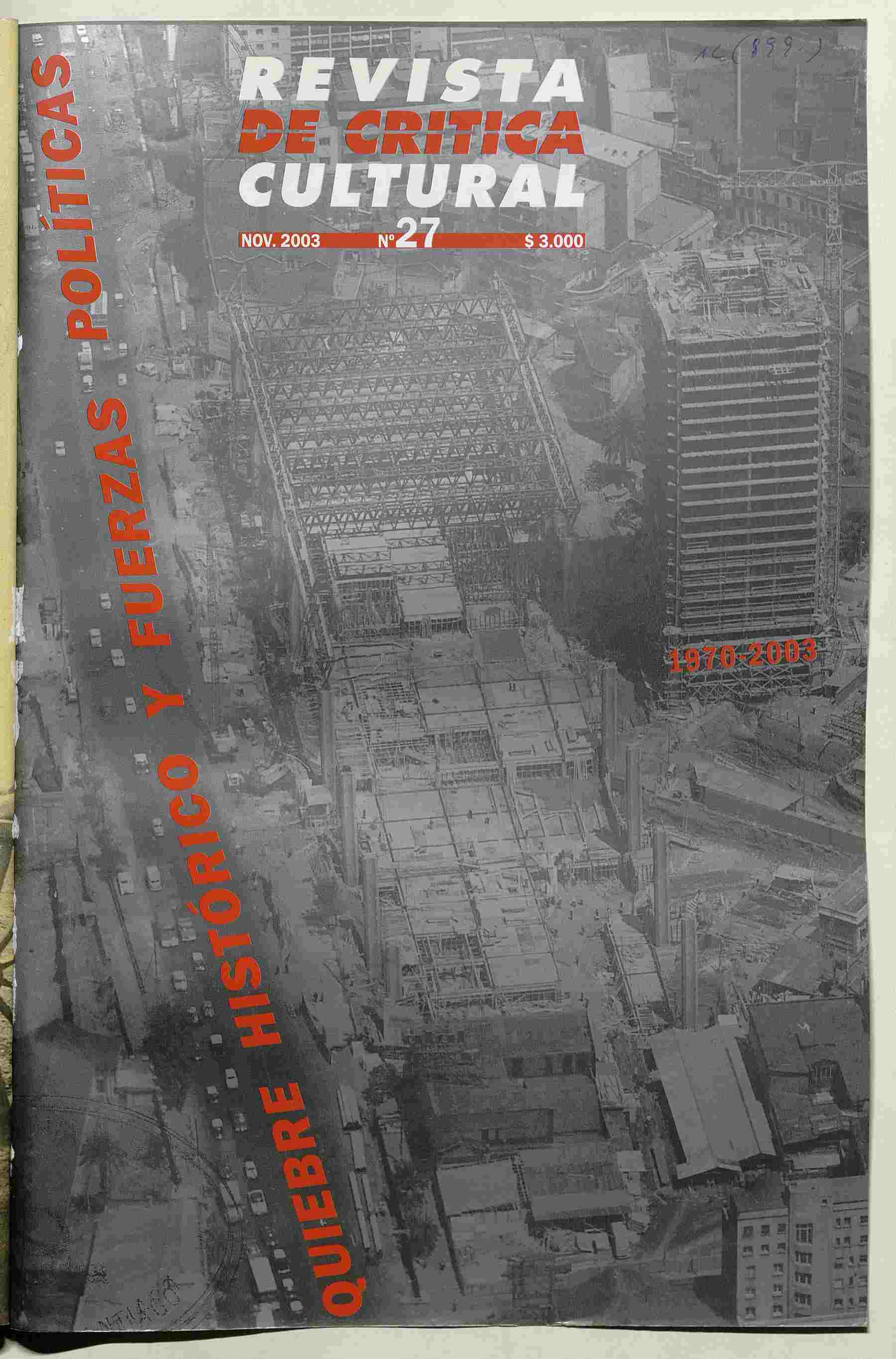 Revista de crítica cultural. Número 27, noviembre de 2003