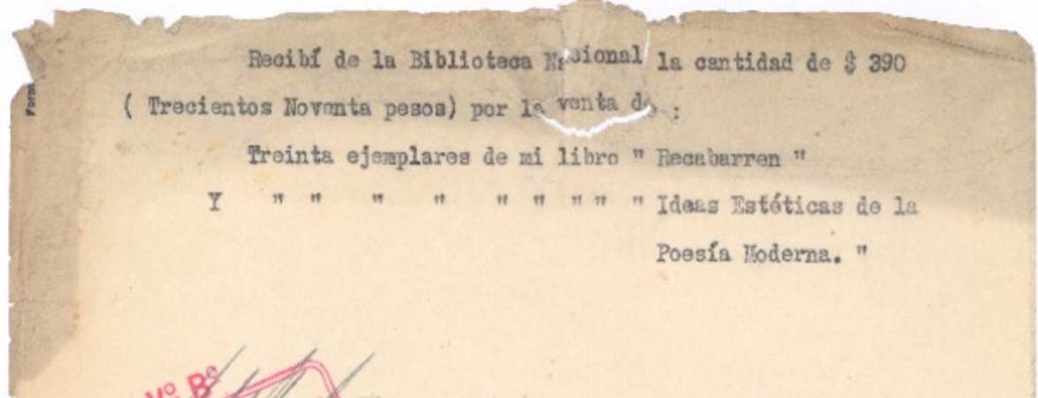 [Recibo de pago] 1940 may. 15 Santiago, Chile <a> Biblioteca Nacional