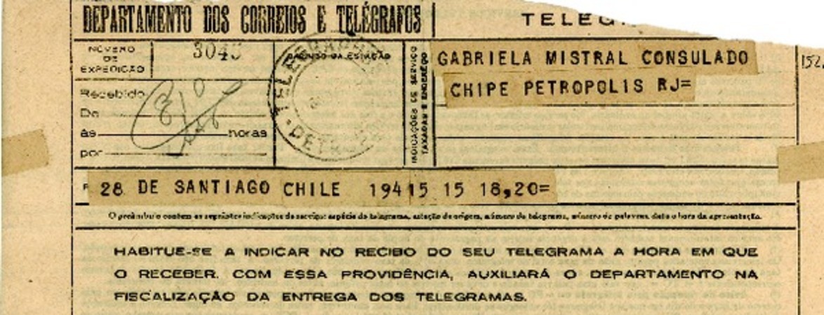 [Telegrama] 1945 nov. 16, Santiago, Chile [a] Gabriela Mistral