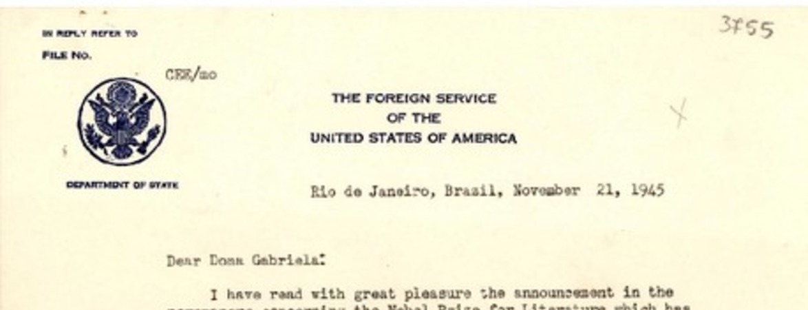 [Carta] 1945 nov. 21, Río de Janeiro, Brasil [a] Gabriela Mistral, Petrópolis