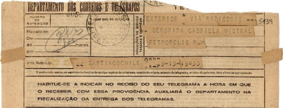 [Telegrama] 1945 nov. 16, Santiago, Chile [a] Gabriela Mistral