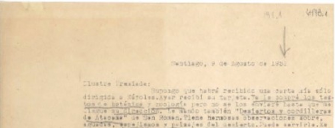 [Carta] 1951 ago. 9, Santiago, [Chile] [a] [Gabriela Mistral]
