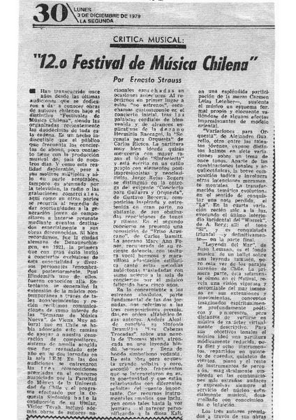 Crítica Musical "12.o Festival de Música Chilena"