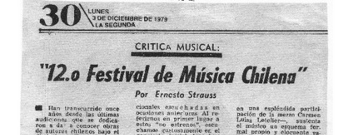 Crítica Musical "12.o Festival de Música Chilena"
