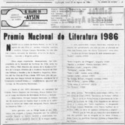 Premio Nacional de Literatura 1986