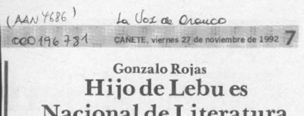 Hijo de Lebu es Nacional de Literatura