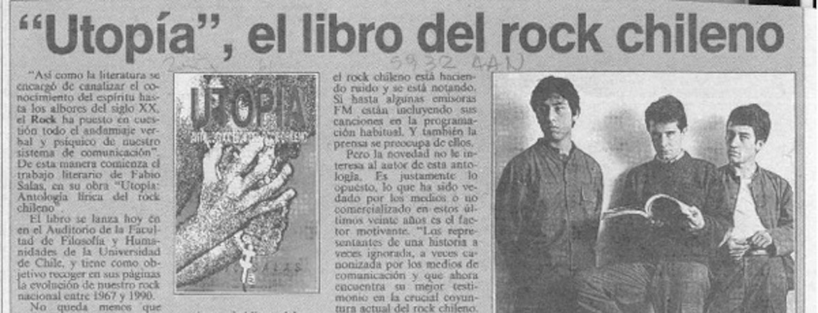 "Utopía", el libro del rock chileno  [artículo] Rodrigo Guendelman.