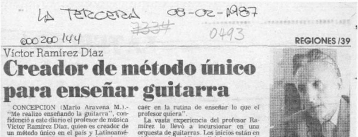 Creador de método único para enseñar guitarra  [artículo] Mario Aravena M.