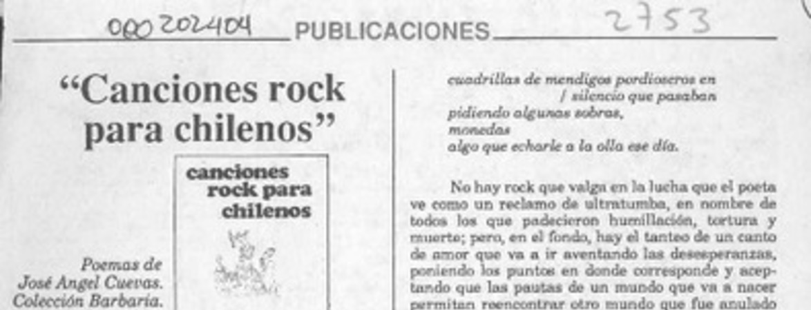 "Canciones rock para chilenos"