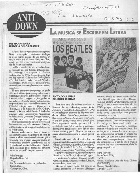 Mil fechas en la historia de los Beatles  [artículo].
