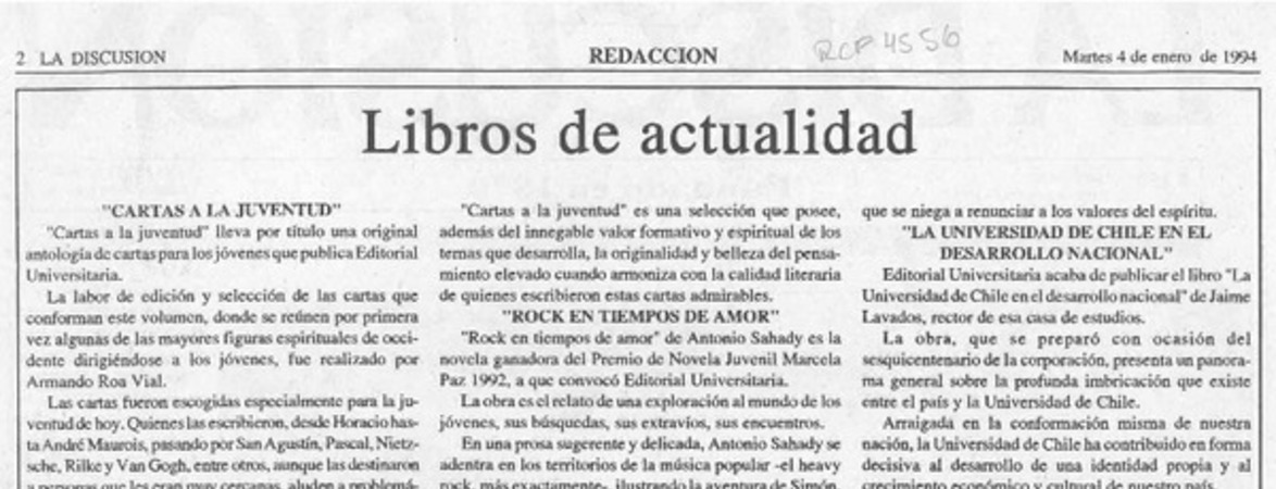 Libros de actualidad  [artículo].
