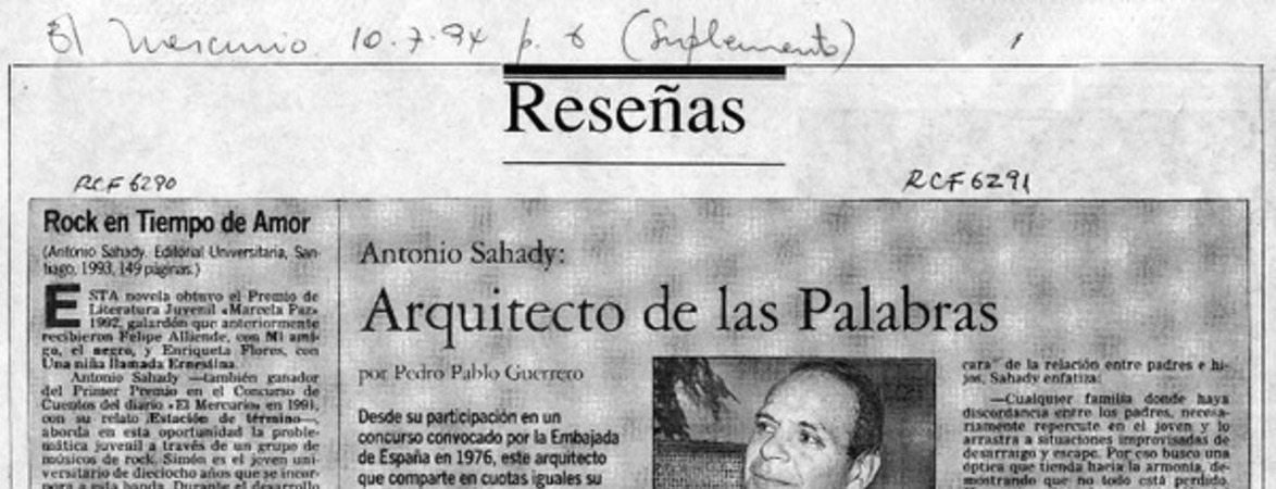 Arquitecto de las palabras  [artículo] Pedro Pablo Guerrero.