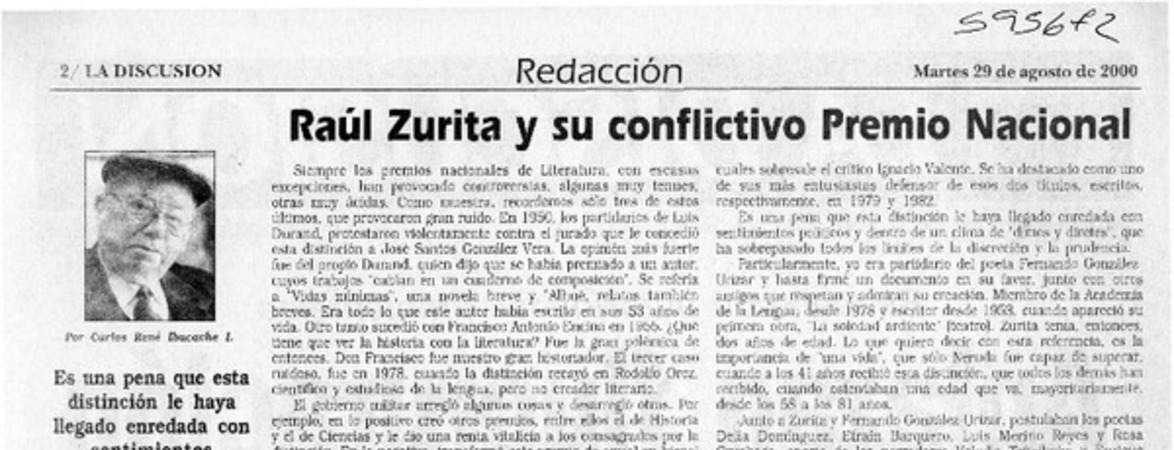 Raúl Zurita y su conflictivo Premio Nacional