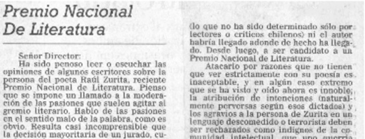 Premio Nacional de Literatura  [artículo] Pedro Lastra