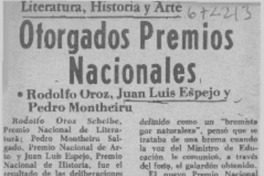 Otorgados premios nacionales.