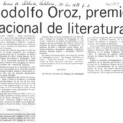 Rodolfo Oroz, Premio Nacional de Literatura.