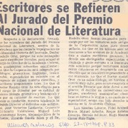 Escritores se refieren al jurado del Premio Nacional de Literatura.