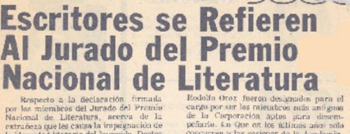 Escritores se refieren al jurado del Premio Nacional de Literatura.