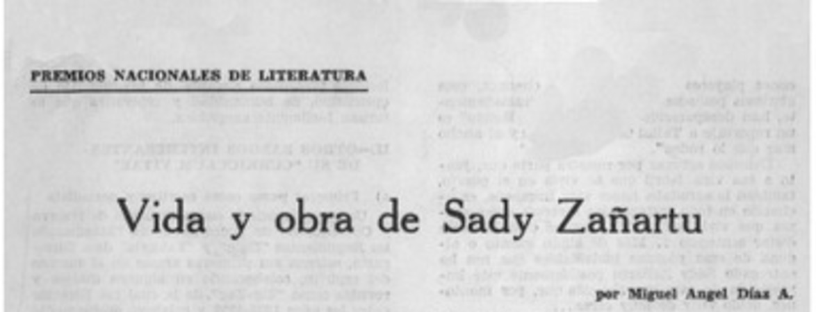 Vida y obra de Sady Zañartu