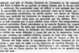 Hernán del Solar, premio nacional.