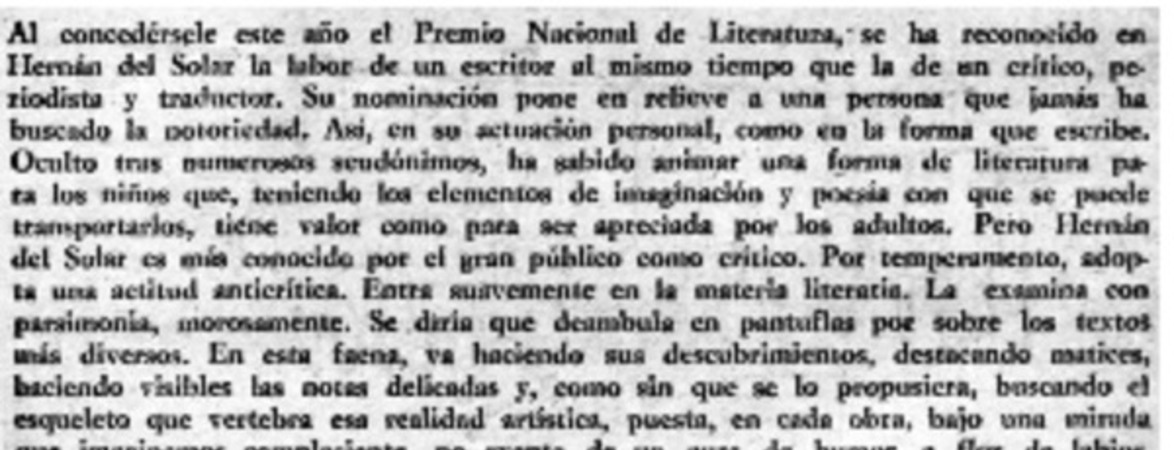 Hernán del Solar, premio nacional.