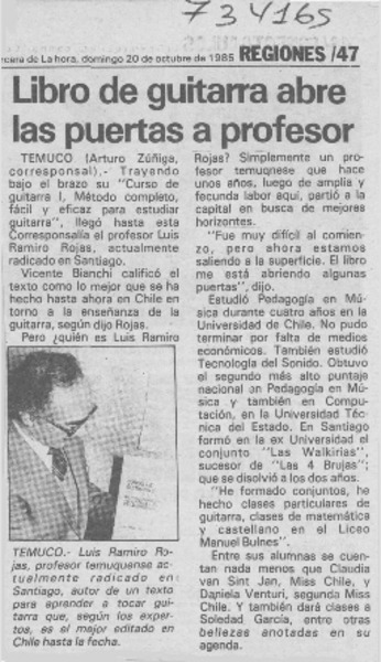 Libro de guitarra abre las puertas a profesor