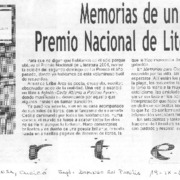 Memorias de un Premio Nacional de Literatura