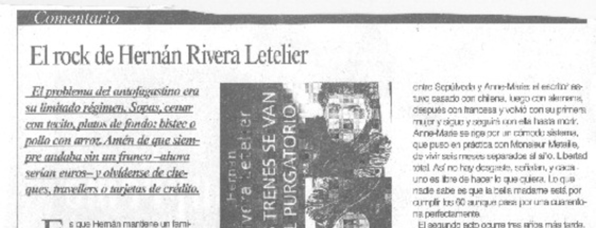 El rock de Hernán Rivera Letelier