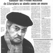 Ganador del Premio Nacional de Literatura se siente cono un enano