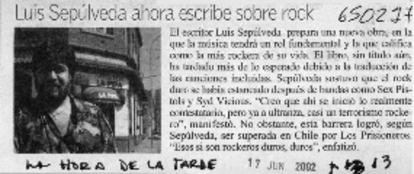 Luis Sepúlveda ahora escribe sobre rock  [artículo]