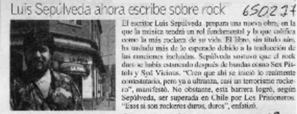 Luis Sepúlveda ahora escribe sobre rock  [artículo]