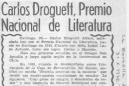 Carlos Droguett, Premio Nacional de Literatura.