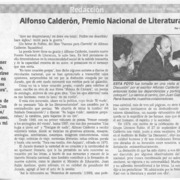 Alfonso Calderón , Premio Nacional Literatura 1998