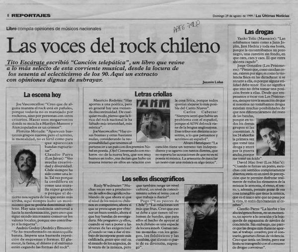 Las voces del rock chileno  [artículo] Jazmín Lolas.