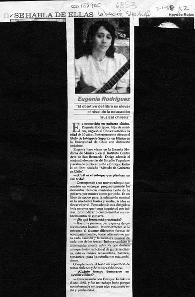 Se habla de ellas  [artículo] Haydée Rojas.