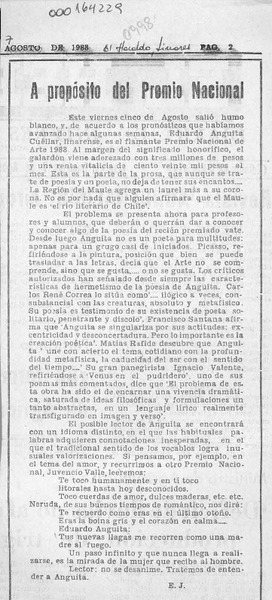 A propósito del Premio Nacional