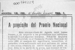 A propósito del Premio Nacional