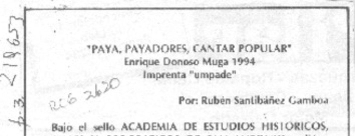 "Paya, payadores, cantar popular"