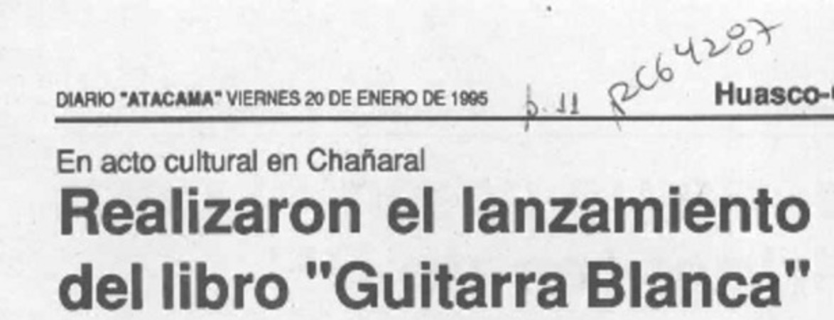 Realizaron el lanzamiento del libro "Guitarra blanca"  [artículo].