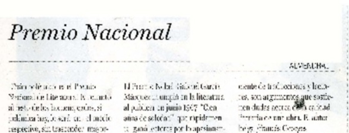 Premio Nacional  [artículo] Almendral.