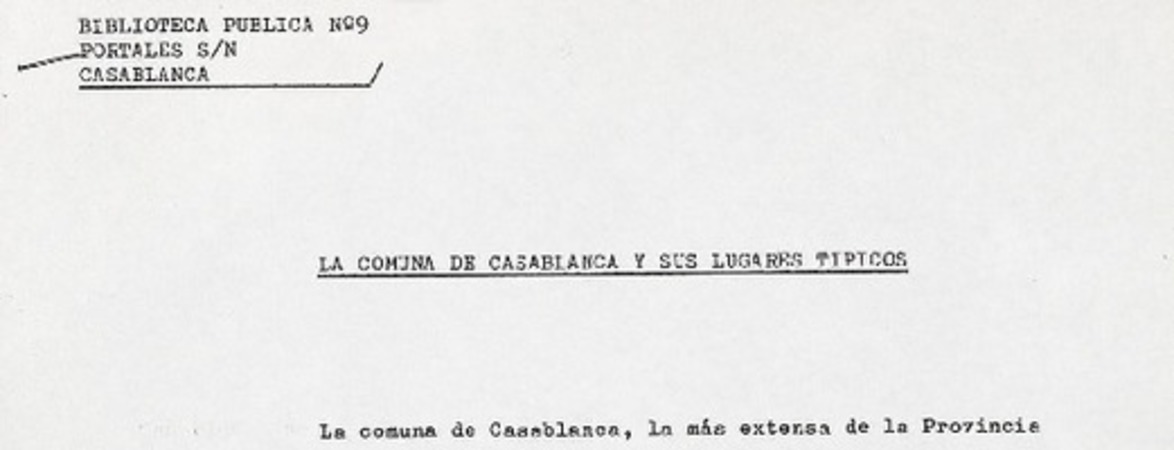 La comuna de Casablanca y sus lugares típicos  [manuscrito] C.G.E.