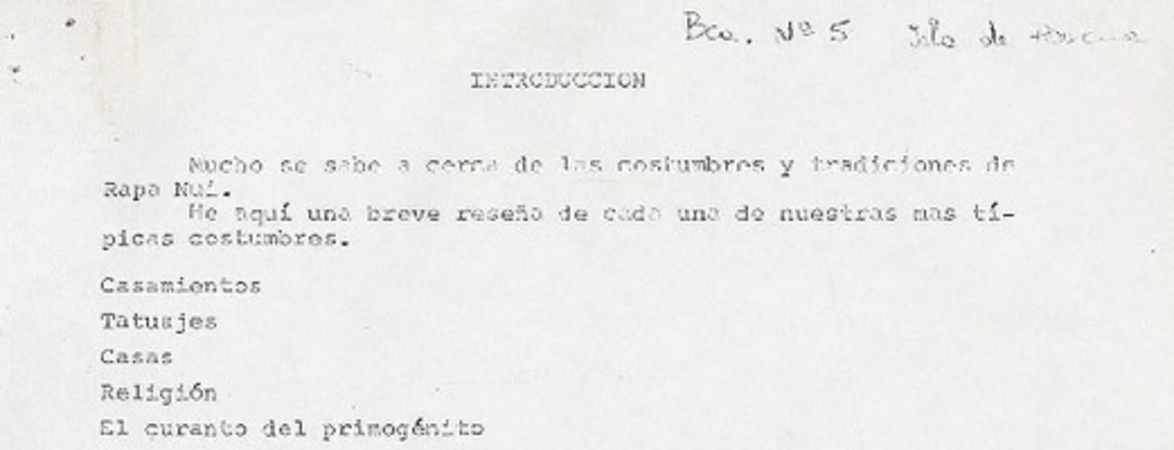 Trabajo de investigación sobre Chile Isla de Pascua. [manuscrito] :