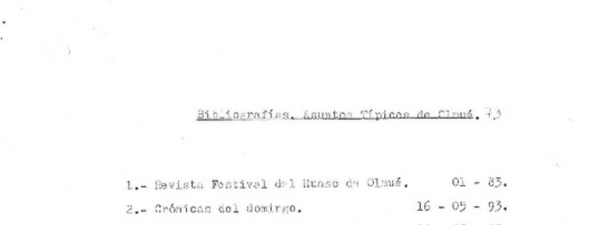 Asuntos tïpicos de Olmué Bibliografías. [manuscrito] :